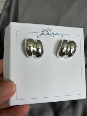 jBloom Polished Silver Stud Earrings